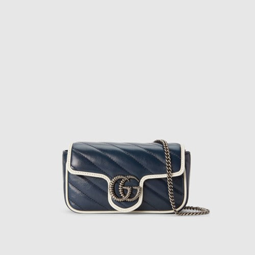 구찌 GG 마몽 블루 화이트 슈퍼 미니 숄더백