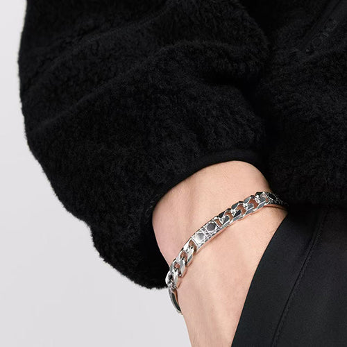 디올 까나쥬 체인 링크 팔찌 실버