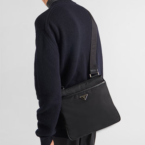프라다 리나일론 사피아노 레더 숄더백 블랙