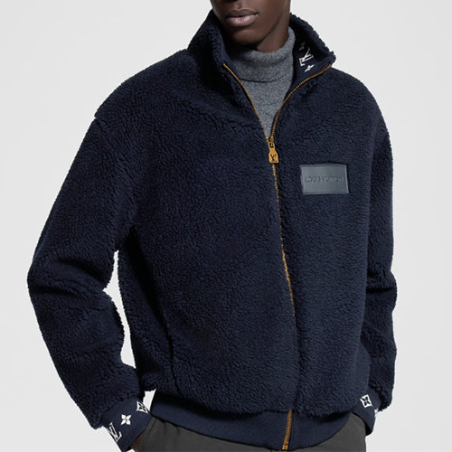 루이비통 레더 패치 플리스 블루종 네이비