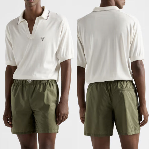 프라다 리나일론 스윔 트렁크 반바지 카키