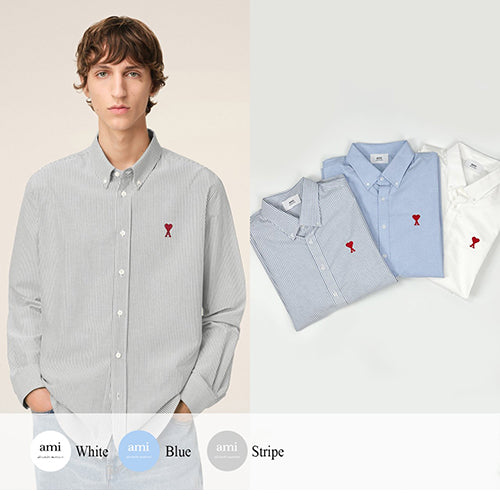 (국내배송, 당일출고) 아미 드 꾀흐 체인 자수 옥스포드 셔츠 ~2Color~