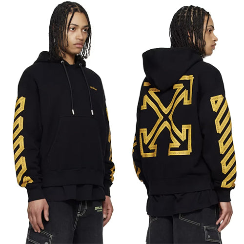 오프화이트 테이프 애로우 후드 티셔츠 블랙