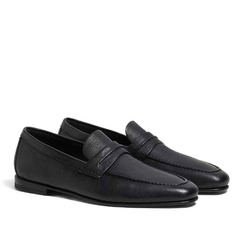 제냐(Zegna) 레더 페니 로퍼 블랙