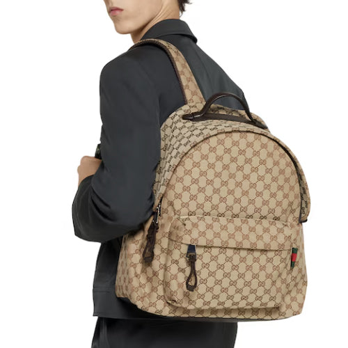 구찌 미디움 GG 백팩 웹 베이지 다크 브라운