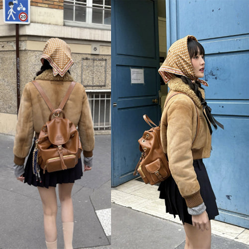 미우 미우 레더 백팩 카멜 (5BZ042)  (민니 착용)