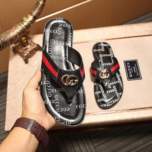 구찌 삼선밴딩 마몬트로고 쪼리 블랙