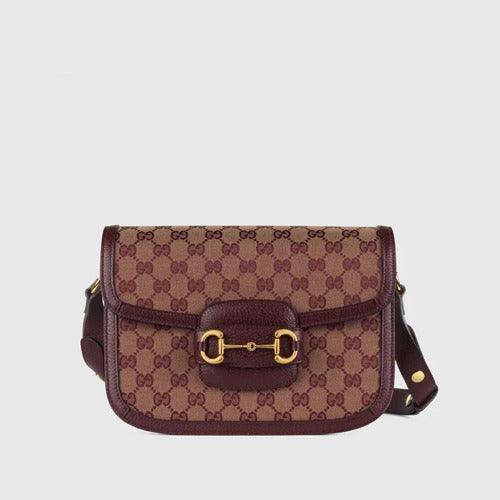 21FW 구찌 홀스빗 1955 GG 캔버스 스몰 핸드백 버건디