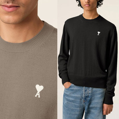 (국내배송) 아미 화이트로고 라운드 니트 남성용 ~2Color~