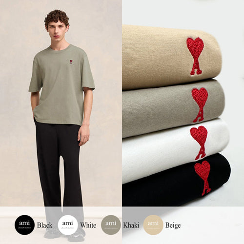 (국내배송, 당일출고) 아미 하트로고 자수 반팔 티셔츠 ~4Color~