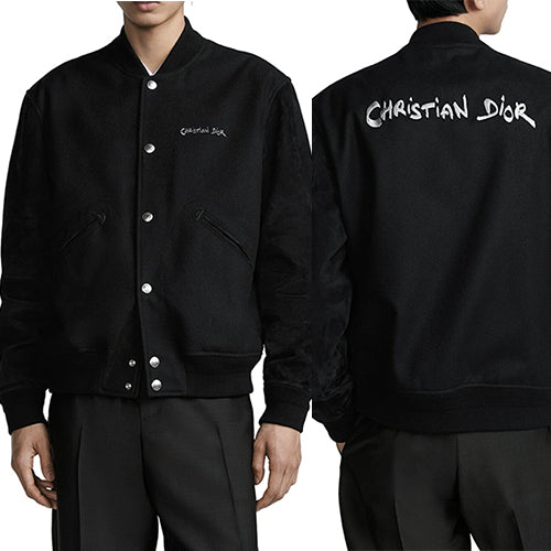 디올 태그 바시티 울 자켓 블랙