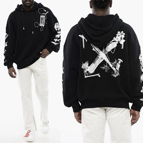 오프화이트 스캔아르 오버 스웨트후디 블랙