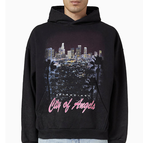 발렌시아가 시티 오브 엔젤스 후디 페이디드 블랙