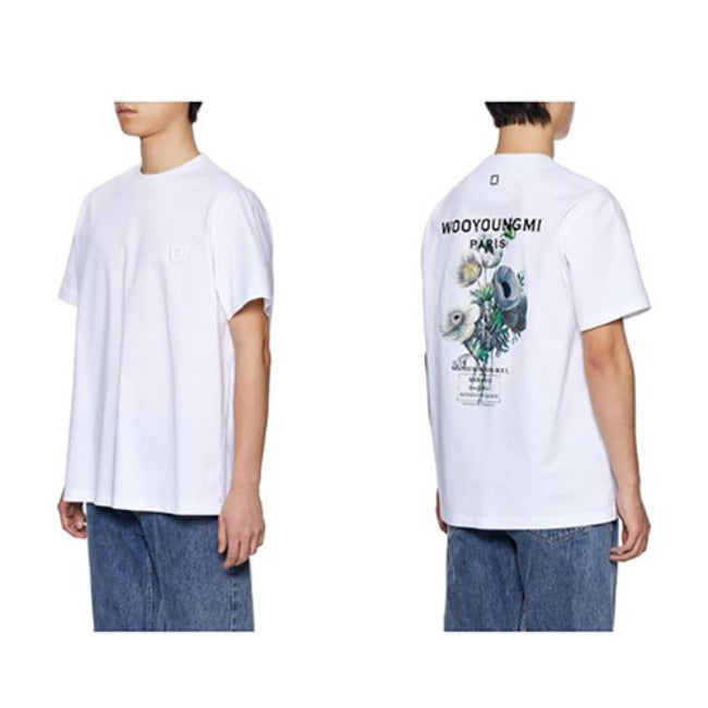 (국내배송) 우영미 플라워 프린트 백로고 티셔츠 ~2Color~